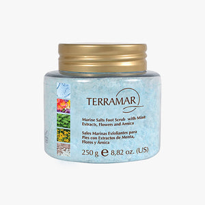 Terramar Sales Marinas Exfoliantes para Pies con Extractos de Menta, Flores y Árnica